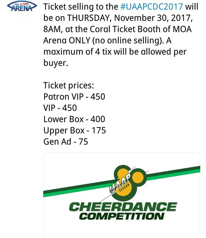 #UAAPCDC2017 ticket selling details for the public and FEU students, alumni faculty and employee.

 #FourElementsUnite #FierceTamaraws