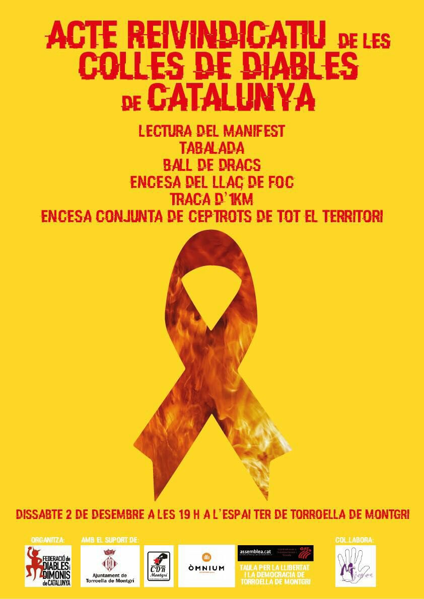 AjTorroella's tweet photo. 🔥 El proper dissabte 2/12: Acte reivindicatiu de les Colles de Diables de Catalunya, a Torroella de Montgrí. 
Organitza: Federació de Diables i Dimonis de Catalunya. 
👉 https://t.co/g1eDgSALPE https://t.co/mjtS1XP1yC