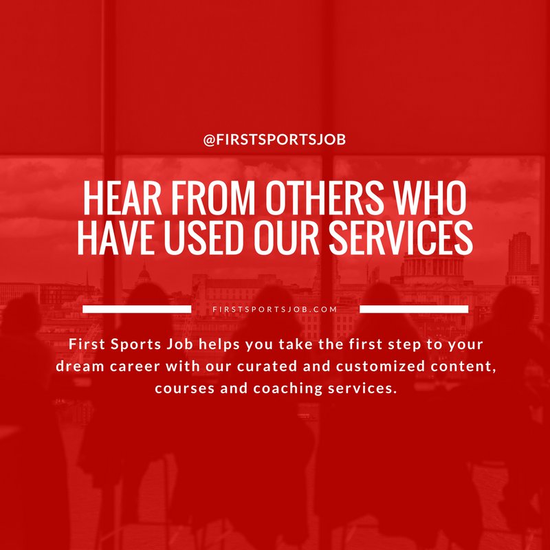 FirstSportsJob's tweet photo. We're designed to help you excel! Hear from others who have used our services to help them launch their career in sports: https://t.co/g7Vp9XkQpB https://t.co/9GInHjUDUN