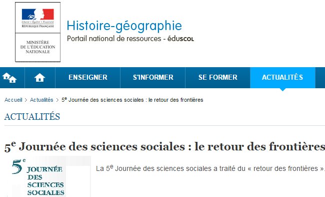 histgeo_edu_num's tweet photo. [Actu Portail #HG] 5e Journée des sciences sociales : le retour des #frontières https://t.co/C4CL4BhuU5 https://t.co/OHeNELkIa4