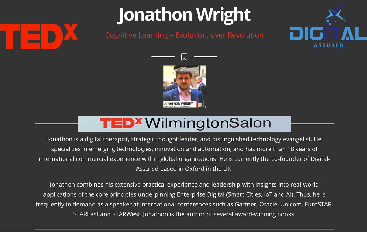 DigitalAssured's tweet photo. Watch tonight as @Jonathon_Wright Presents "Cognitive Learning – Evolution, over Revolution" #DigitalAssured https://t.co/gQZFpCqgQT https://t.co/lK5iykDeiT