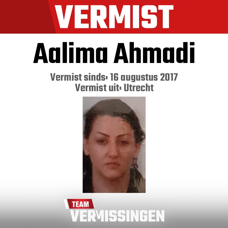 TMVermissingen's tweet photo. Aalima is ongeveer 35 jaar oud en verdween uit een instelling. Zij is 165cm, heeft donker haar en bruin/groene ogen. Wie heeft haar gezien of weet waar ze is? Tips via 0800-0020 of teamvermissingen@sbs.nl #teamvermissingen #sbs6 https://t.co/dnFhyVlu8g