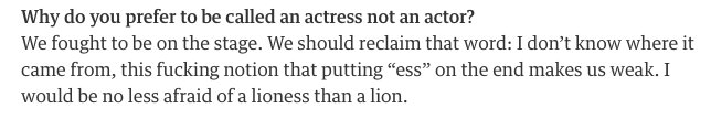 SamiraAhmedUK's tweet photo. Denise Gough: actress &amp; proud. Like Helen McCrory. I bet Meghan Markle is too. Women on stage fought for centuries to be treated with respect. @TheStage poll suggests it's a fight to keep it a term of pride. like a Pride of Actresses. https://t.co/RPxaCcUAfn