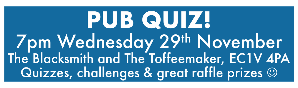 It's tomorrow! PUB QUIZ at The Blacksmith and The Toffeemaker - please RT <a href="/TB_and_TT/">The Blacksmith Pub</a> <a href="/ClerkenwellLife/">Clerkenwell Life</a> #clerkenwell #angel #islington #quiz #wednesdaynight