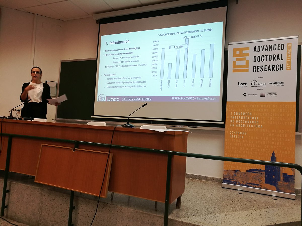 IdaSevilla's tweet photo. "Método Experimental en la Investigación sobre Rehabilitación Energética Residencial" Blázquez, T.; Escandón, R.; Martínez-Hervás, M.; Suárez, R.; Sendra, J.J.#IDASevilla #LT3 #arquitectura #rehabilitacion #Investigación #doctorado #IUACC https://t.co/2OiofZSzoj