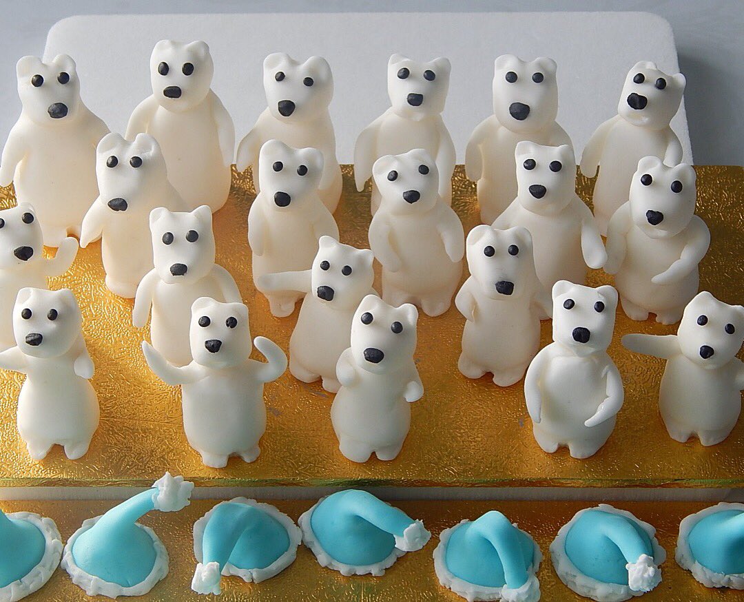 Whilst making my polar bears for my igloo cake I've ended up either creating a polar bear Pilate class or a polar bear protest 😂😂
Had to laugh when I saw them all lined up like this ready for their hats to be put on.
#cake #Dorset #Christmas