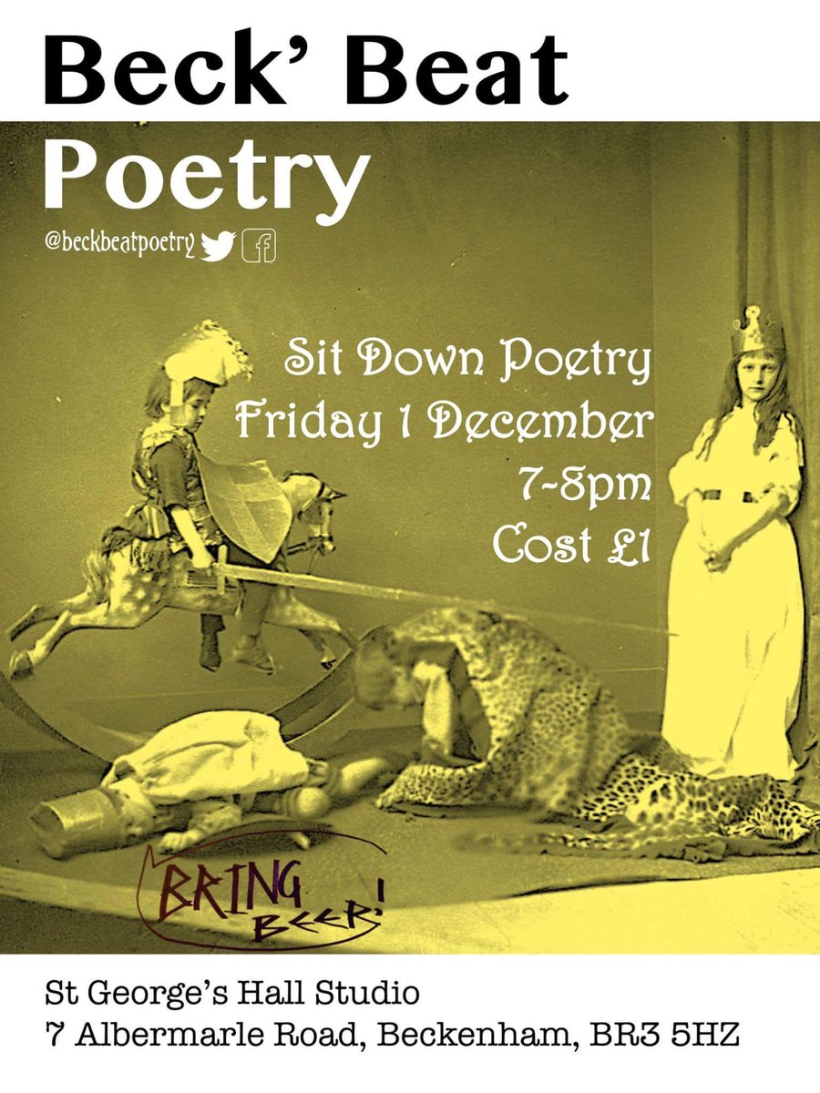 An hour of Bring-Your-Own #poetry, this Friday 7-8pm, close to #Beckenham Green. All voices welcome.