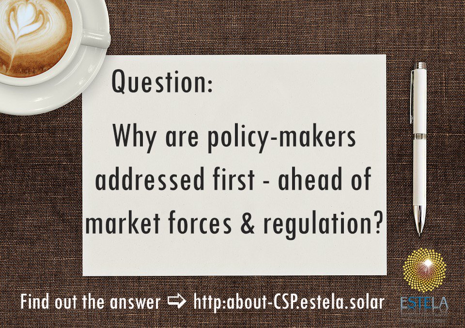 ESTELA_SOLAR's tweet image. ❓Why are policy-makers addressed first - ahead of market forces and regulation? 🅰️B&apos;cuz market forces can only ⤴️efficiency of actors towards a political goal, but won&apos;t deliver w/out solid regulation #systemvalue 👉m.estela.solar/2hZgAQa #solar #power #thermal #electricity