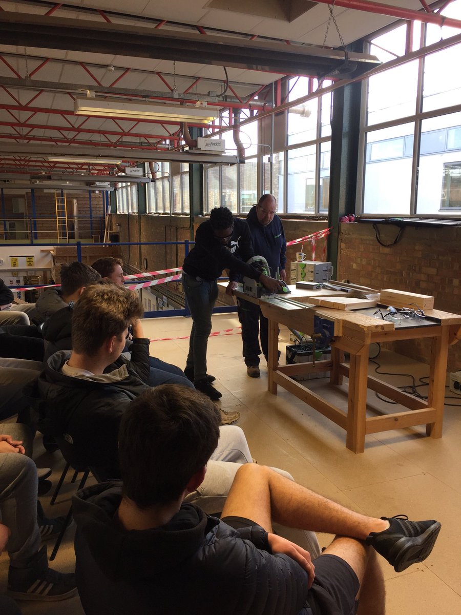 HCConstruction's tweet photo. Thank you Steve from @Festool_GB showing our @HarlowCollege carpenters all the fantastic Festool tools and starting a prosperous partnership with @HCConstruction https://t.co/zirAyCJh43