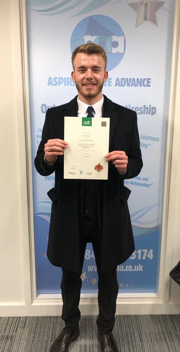 CC_BusinessDev's tweet photo. Massive Congratulations to Charlie who scored 95% on his L3 #AAT #Accountancy Synoptic Exam recently. He achieved this through sheer determination and hard work with great support from his employer @rightforsuccess #iam3aaa https://t.co/ANq5whWiIo