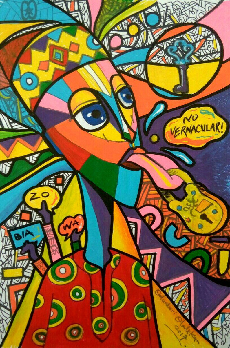 Lekanskillz's tweet photo. My entry for #casersat30 #influencecontest
INFLUENCE
Acrylic paint marker and pen on paper
30 x 21cm
2017
As Africans, civilization (slavery) has been a great influence on us and our mother tongues. https://t.co/H3mxEJV2wt