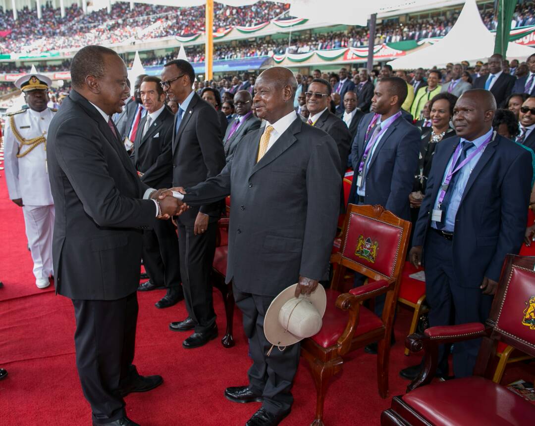 KagutaMuseveni's tweet photo. Attended President @UKenyatta  and Deputy President @WilliamsRuto swearing-in today at Kasarani Stadium in Nairobi, Kenya. I thank them for extending the invitation. https://t.co/l93OxxjRTU