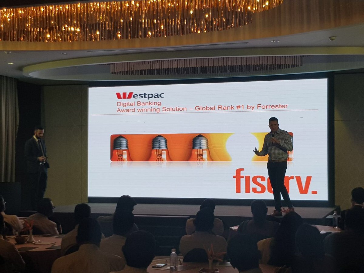 CelestineTeo's tweet photo. Sharing Westpac's success in #digitalbanking with our Colombo audience. @Fiserv #FISVProud https://t.co/n8ARiNI9bX