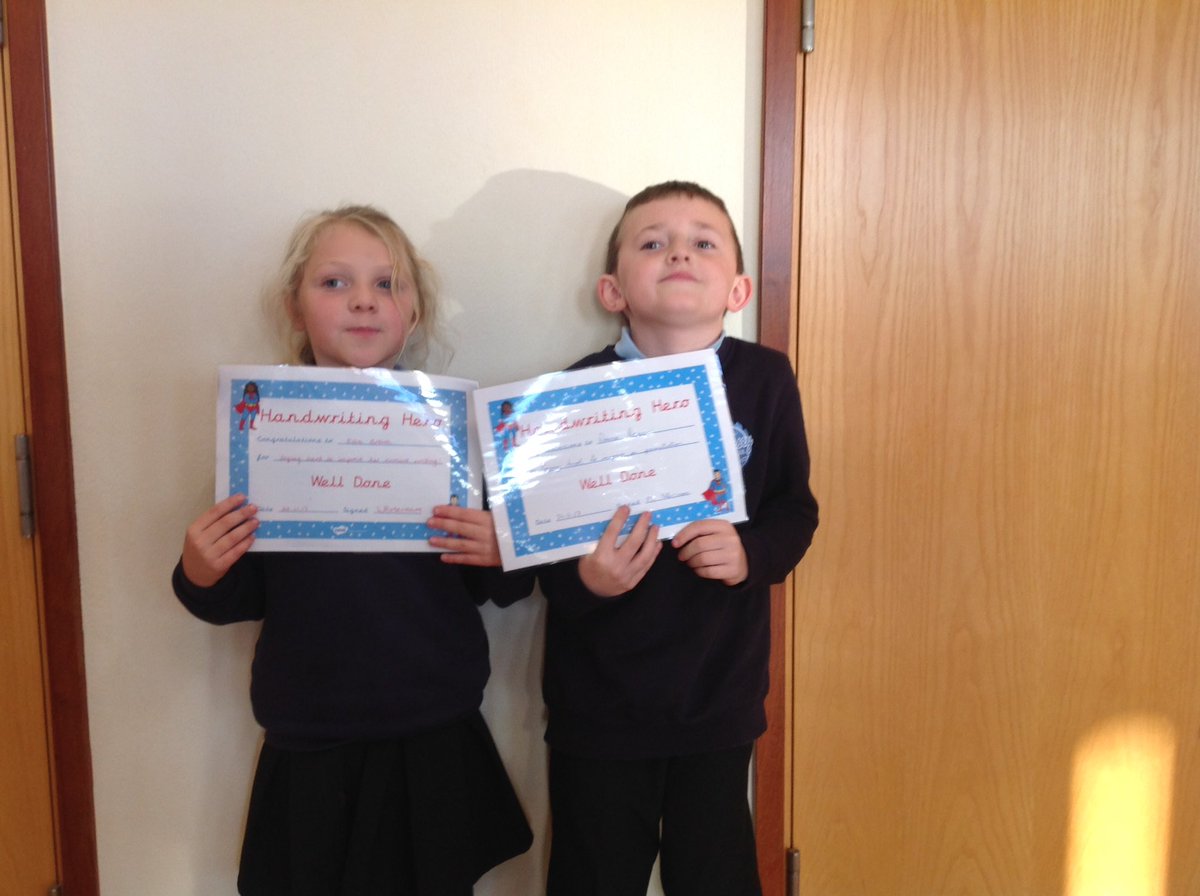 StIsseySchool's tweet photo. Our Handwriting Heroes this week are Ella and Dennie. Keep up the hard work team. https://t.co/Rfocnqy29T