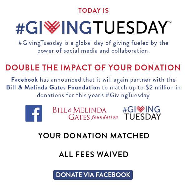 Today is #GivingTuesday.
Donate Today and your donation will be matched and all fees will be waived.
facebook.com/donate/3613333…