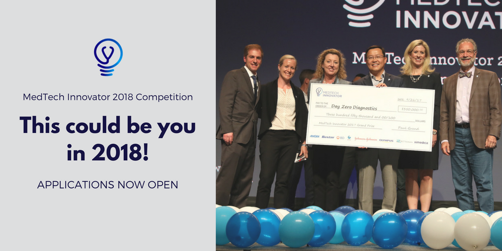 MedTechAwards's tweet photo. We're opening applications earlier than ever! MedTech startups have until Jan. 26 to apply for the 2018 competition and accelerator. https://t.co/dVWqCpzlti https://t.co/OoOXnbzEJO