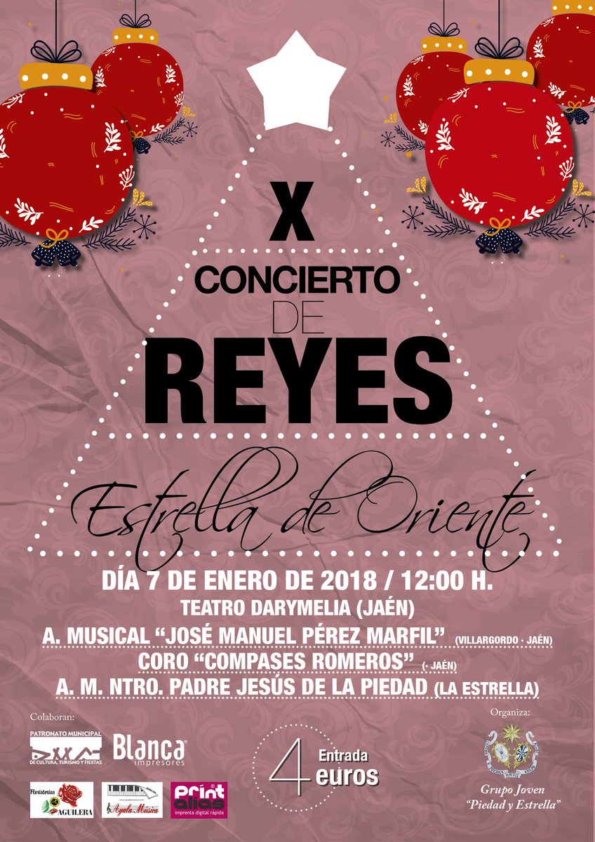 Ya tenemos aquí el cartel que anuncia el X Concierto de Reyes "Estrella de Oriente". No os lo perdáis, ¡Os esperamos!