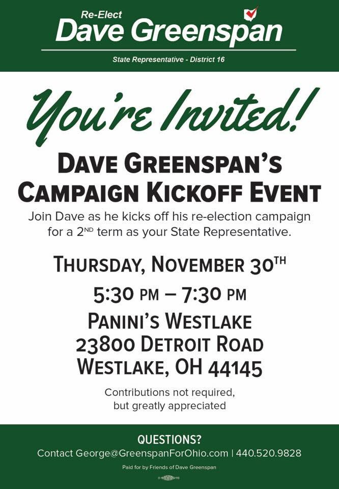 DaveGreenspan's tweet photo. Join us as we kick off our re-election campaign for a 2nd term as YOUR State Representative. https://t.co/WzxG4bWXjc