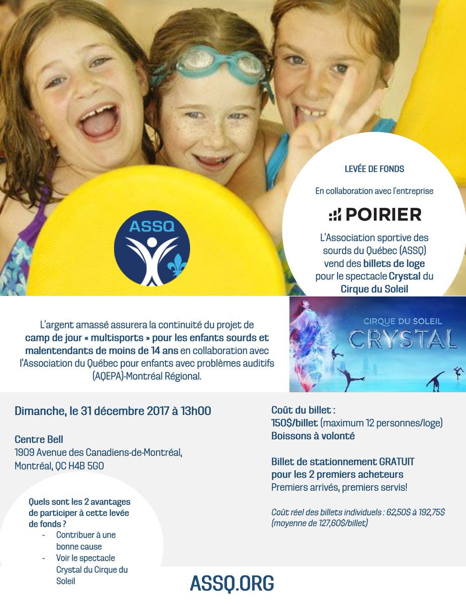 ASSQ_Nouvelles's tweet photo. #CirqueDuSoleil #loge #billets #Crystal #Deaf 
Terminez l'année 2017 en beauté!
Pour acheter vos billets: https://t.co/K0Pz6jMynm 
Informations: info@assq.org https://t.co/YplD6Cdfdr