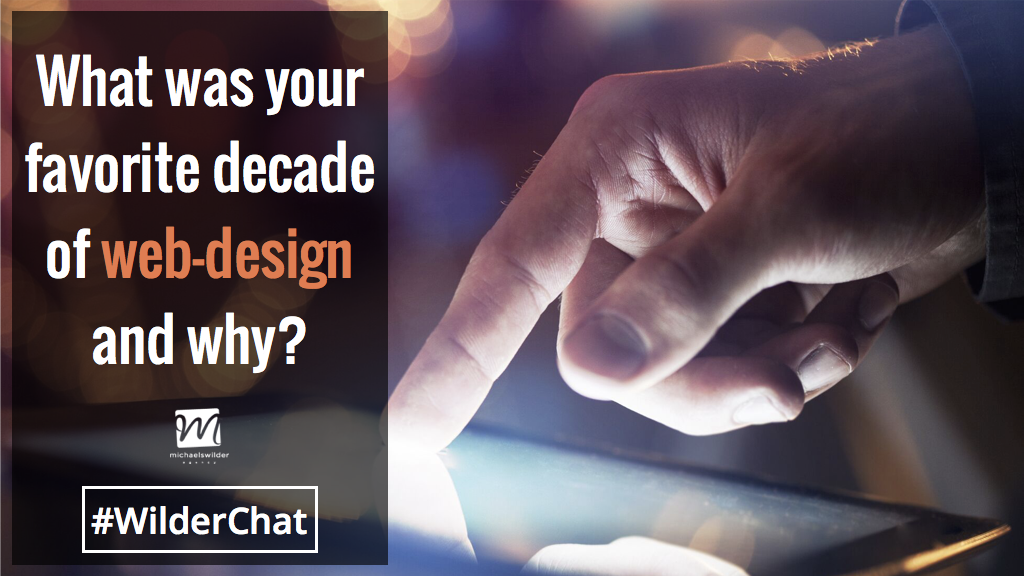 wilderthinking's tweet photo. Web design evolved from blank pages with text to pretty blank pages with text and images (read ‘minimalist’). But seriously, what was your favorite decade of web-design and why? #WilderChat https://t.co/rDlTyY6Kfx