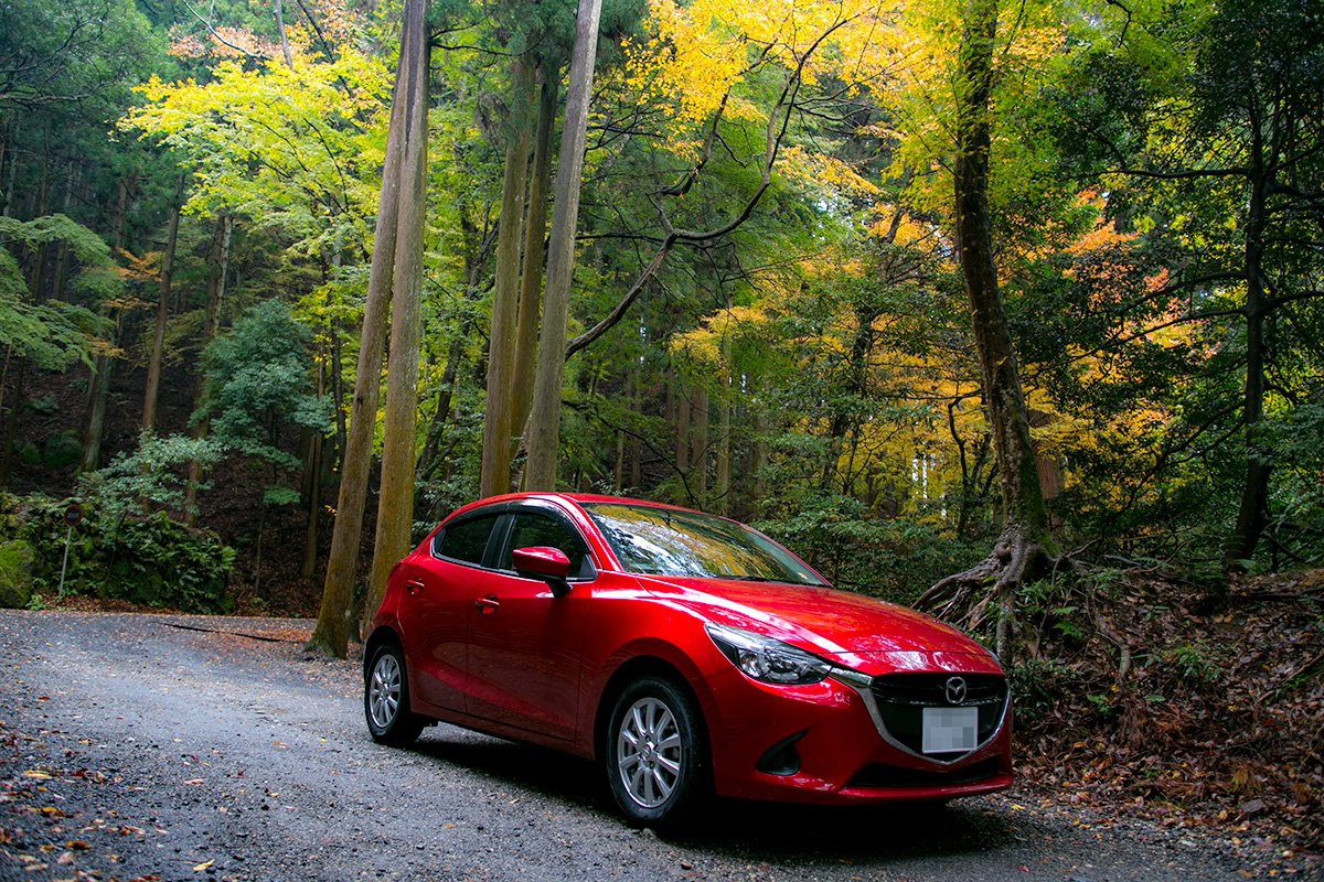 りくんげ 私のデミオはやっぱ山の子だと思うんだな 紅葉とマツダ車を貼る