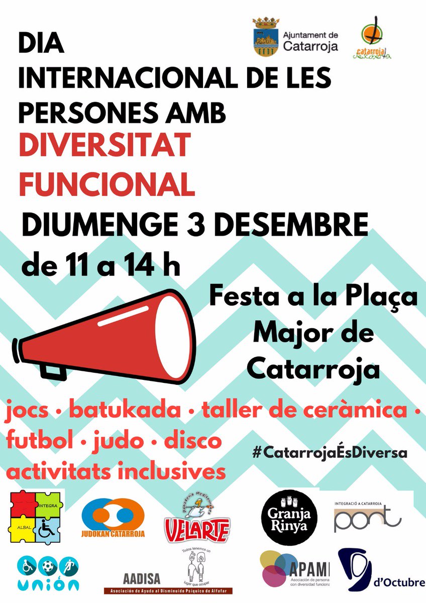 Este Domingo día 3 en <a href="/ajuntcatarroja/">Ajuntament Catarroja</a> con el <a href="/AUCATARROJA/">ATHLETIC CATARROJA</a>
No te lo puedes perder
Por las personas con diversidad funcional