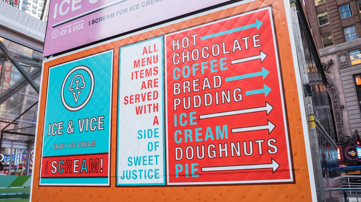 TimesSquareNYC's tweet photo. Stop by the #ISCREAMTSQ kiosk today in the spirit of #GivingTuesday! Satisfy your sweet tooth and 5% of your purchase will automatically go to charitable organizations like @Habitat_org, @projecthopeorg, @RobinHoodNYC & @PajamaProgram. #TSQMKT https://t.co/hkD4zLNaUm