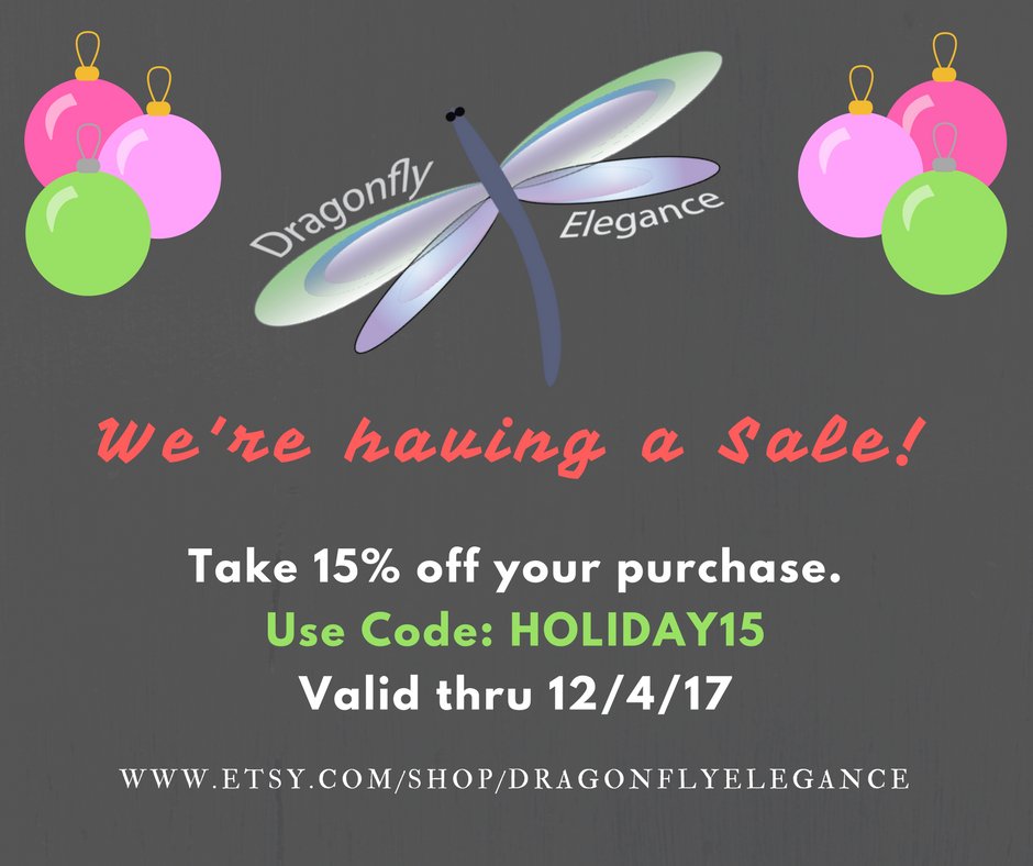 DragonflyElegan's tweet photo. Save 15% Stop by now and get your holiday gifts all wrapped up! https://t.co/LisVkBbdpD #etsysale #CyberMonday #discountcode #savings https://t.co/w1Fxnr6fM1