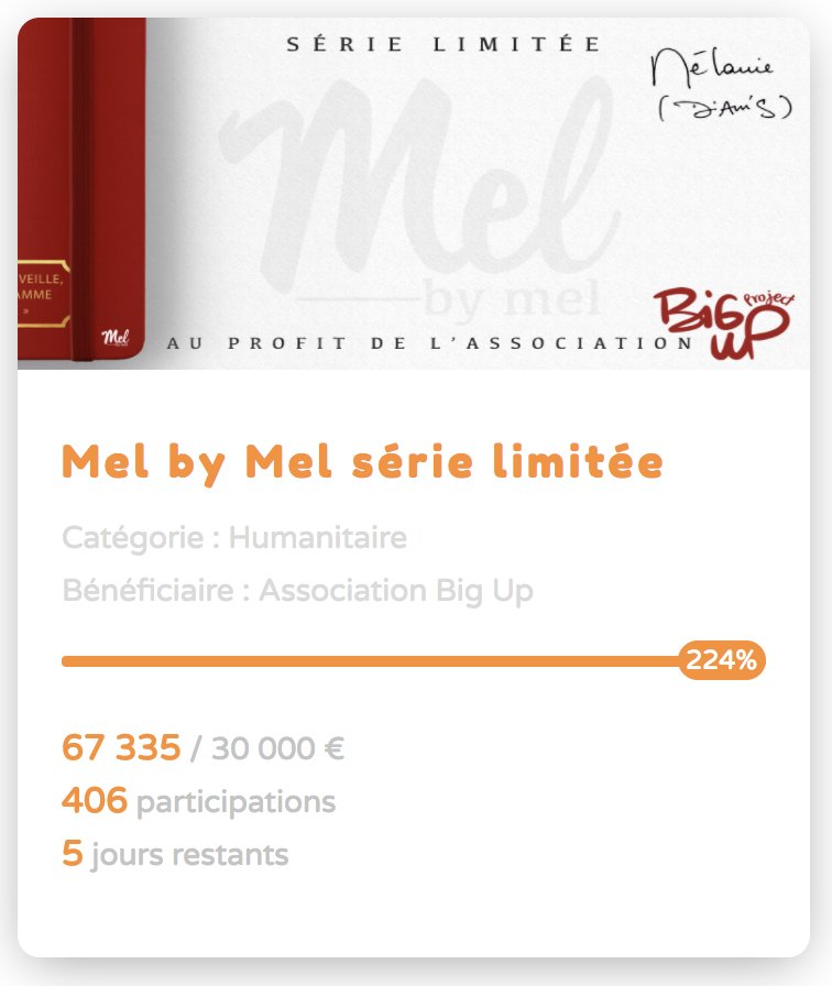 EasiUp's tweet photo. Compteur explosé pour le projet de @melanie_diams sur #easiup !
Il vous reste encore 5 jours si vous voulez participer : )
https://t.co/M4mUIe4X4c https://t.co/swqHAzGHDE