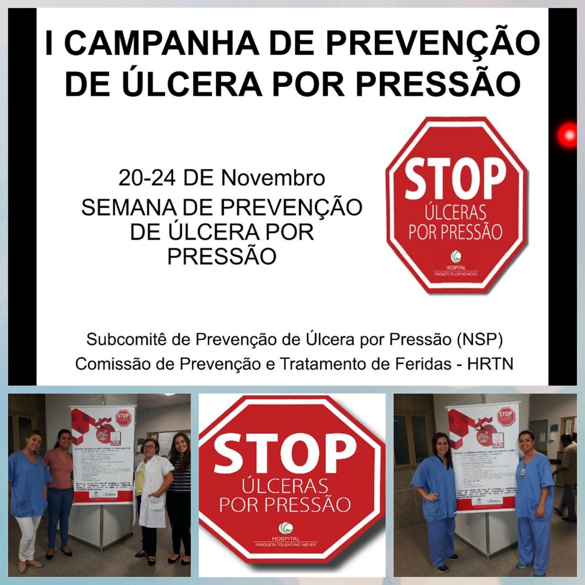 SOBENFeEMG's tweet photo. A SOBENFeE MG apoia a 6a Jornada de Prevenção de Úlcera por Pressao em todo o estado. 

No Hospital Risoleta Tolentino Neves aconteceu a I Campanha de Prevenção de Úlcera por Pressão, organizado pelas Enfermeiras Kelly Cristina e Alessandra Rocha. https://t.co/y2xpK7SQKj