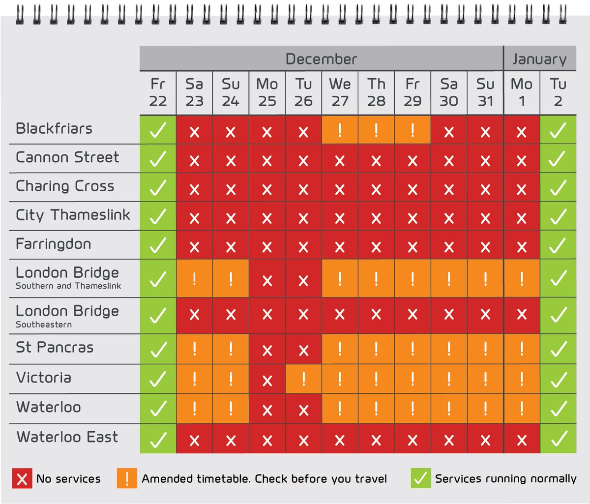 Broadwaybexley's tweet photo. Thameslink Programme - major changes to trains into London Sat 23 Dec β Mon 1 Jan 2018: detailed advice available now https://t.co/WjimBfgvvb @NetworkRailSE #TLProgramme #ThameslinkProgramme #RailwayUpgradePlan #NetworkRail #LondonBridge #LBG #PlanB https://t.co/sUlHg4HDjK