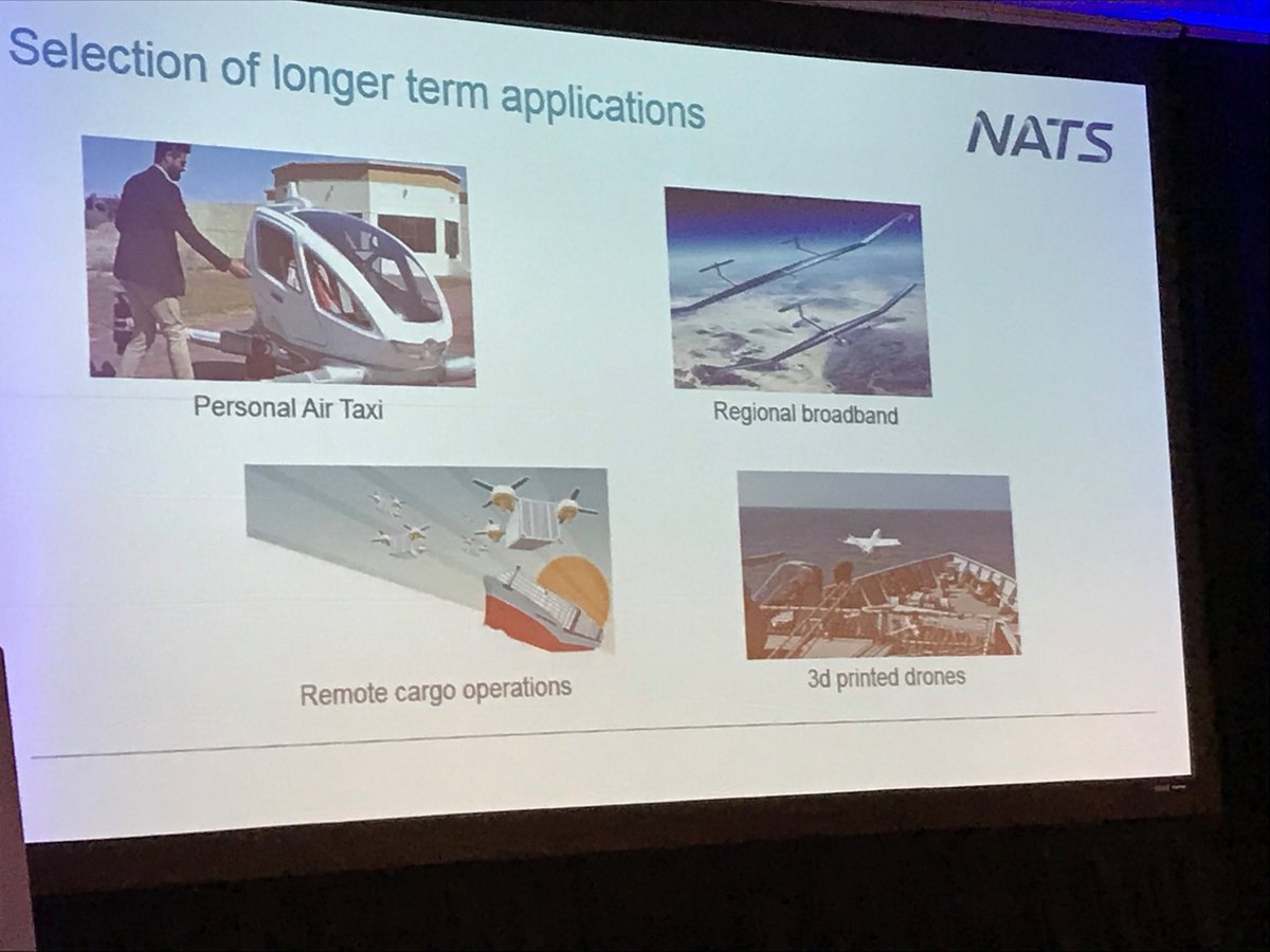 AndyProctorPNT's tweet photo. Future drone applications from Andy Sage @NATS at #inc2017. Personal air taxi before autonomous cars - he’s taking bets! https://t.co/KVa0AbFw5L