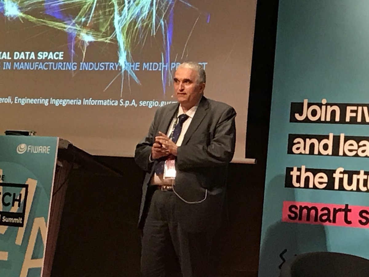 HuelsmannT's tweet photo. Sergio Gusmeroli of @polimi presenting #MIDIH Project of @EIT_Digital as convergence of #I40 and @ids_association at #FiwareSummit2017 @IConectada40 #DIH @DigIndEU https://t.co/ljftXvkL3j