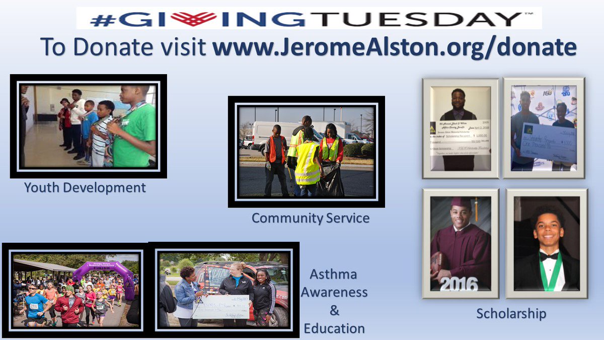 JAMFoundation3's tweet photo. It's #GivingTuesday!! Join us this giving season by making a donation that can help offer more scholarships as well as help bring awareness to the asthma epidemic.
#scholarships #college #hbcu #youth #asthmaawareness #donate #educate #jam5k #jamfoundation https://t.co/wpmoUkoVC7