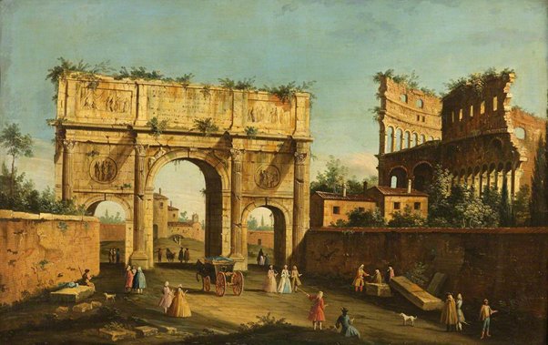 By the time artists & painters began to turn their interest to the ruins of ancient Rome, the Colosseum had suffered a lot.It had served as a quarry, a fortress, a bull ring & a place of worship. It had been struck by earthquakes 5 times.