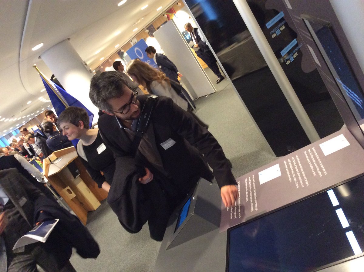 Canada2EU's tweet photo. Lots of interest in, and interaction with, @UWaterloo's @QuantumIQC exhibition at #9EIS. Pop by and find out more! #CdaEUST #QuantumPop https://t.co/qtg2wMj2Te