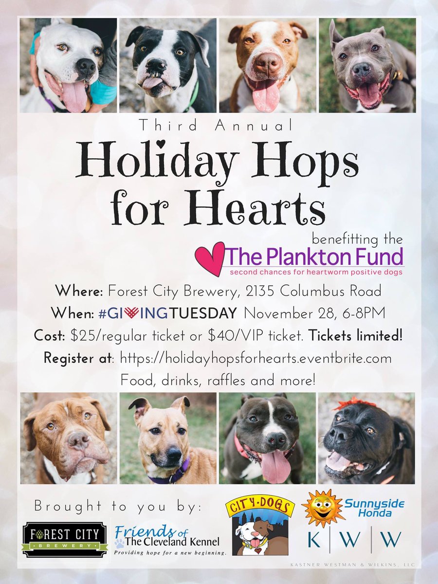 neighborpetscle's tweet photo. It’s #GivingTuesday come out tonight and help us save more lives! Our Plankton Fund provides grants to rescues that save Heartworm positive dogs from @CityDogsCLE Hope to see you there! ❤️🐶 https://t.co/xzXu1B9M4p