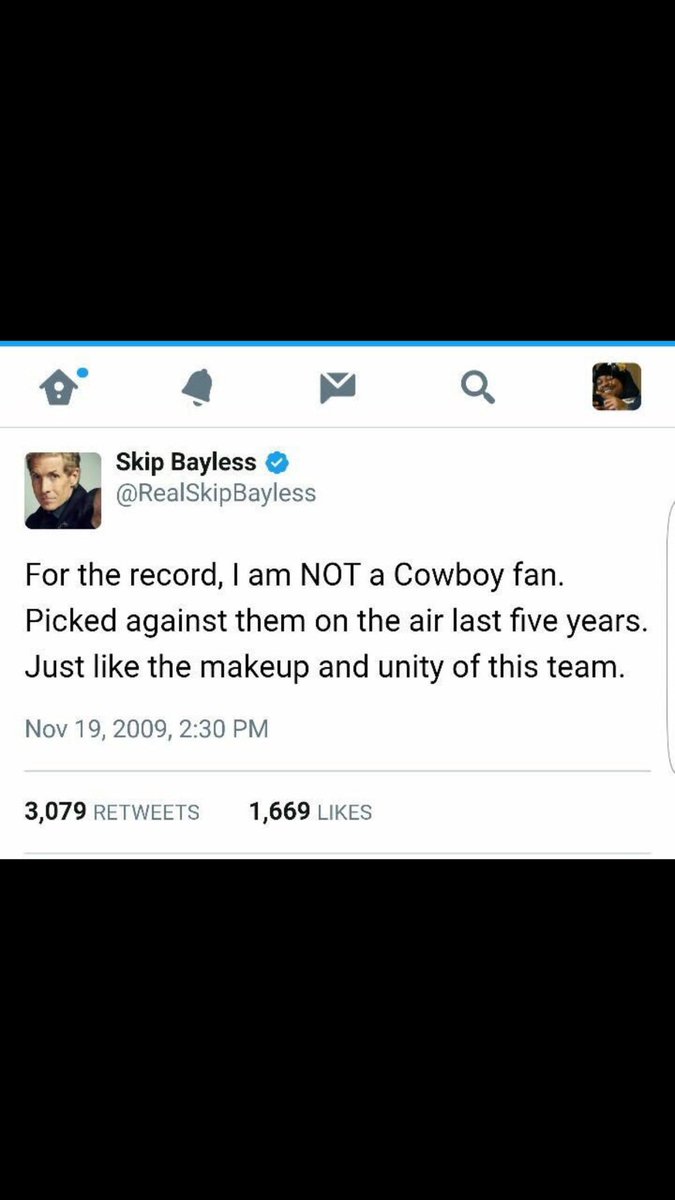 MaglioChris's tweet photo. @ShannonSharpe does this revoke Skips Cowboy fan card and label him as a bandwagon fan? So hypocritical.... https://t.co/E7lBouUiX8