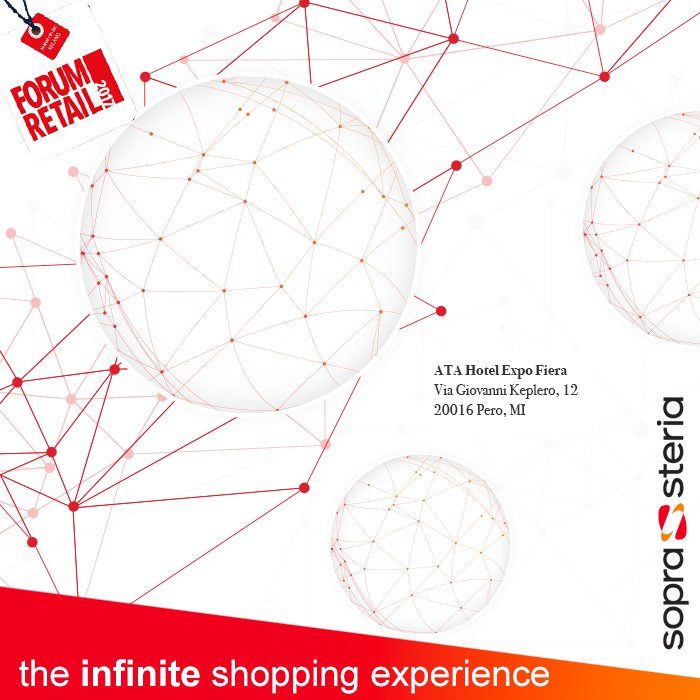SoprasteriaIT's tweet photo. @SoprasteriaIT è sponsor del #ForumRetail2017!
Presso il nostro stand sarà possibile vivere: The infinite shopping experience.
📅 30 Nov/ 01 Dic
🏠 ATAHOTEL EXPO FIERA,Via Giovanni Keplero 12 Pero (MI) https://t.co/uEsuAEoUeK