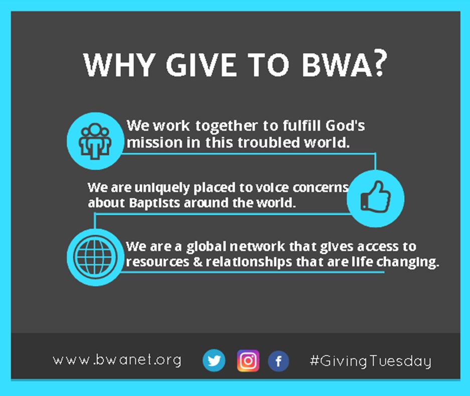 BaptistWorld's tweet photo. When you #GiveGlobally to the BWA; your gift has a global impact ! Take a minute &amp; give today >>> https://t.co/HoGhChV8eq  #GivingTuesday https://t.co/16uprWRYwp