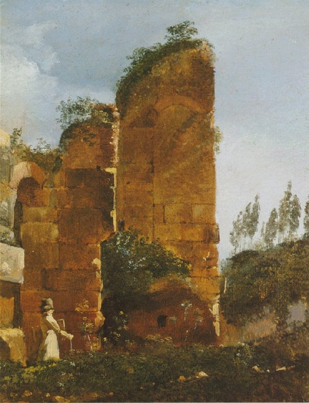 French painters Francois-Marius Granet (left) & Jean-Antoine Constantin (right), who worked in Rome between 1777 and 1830, painted many pictures of the amphitheatre covered with greenery.