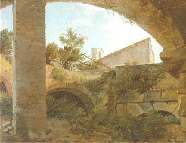 French painters Francois-Marius Granet (left) & Jean-Antoine Constantin (right), who worked in Rome between 1777 and 1830, painted many pictures of the amphitheatre covered with greenery.