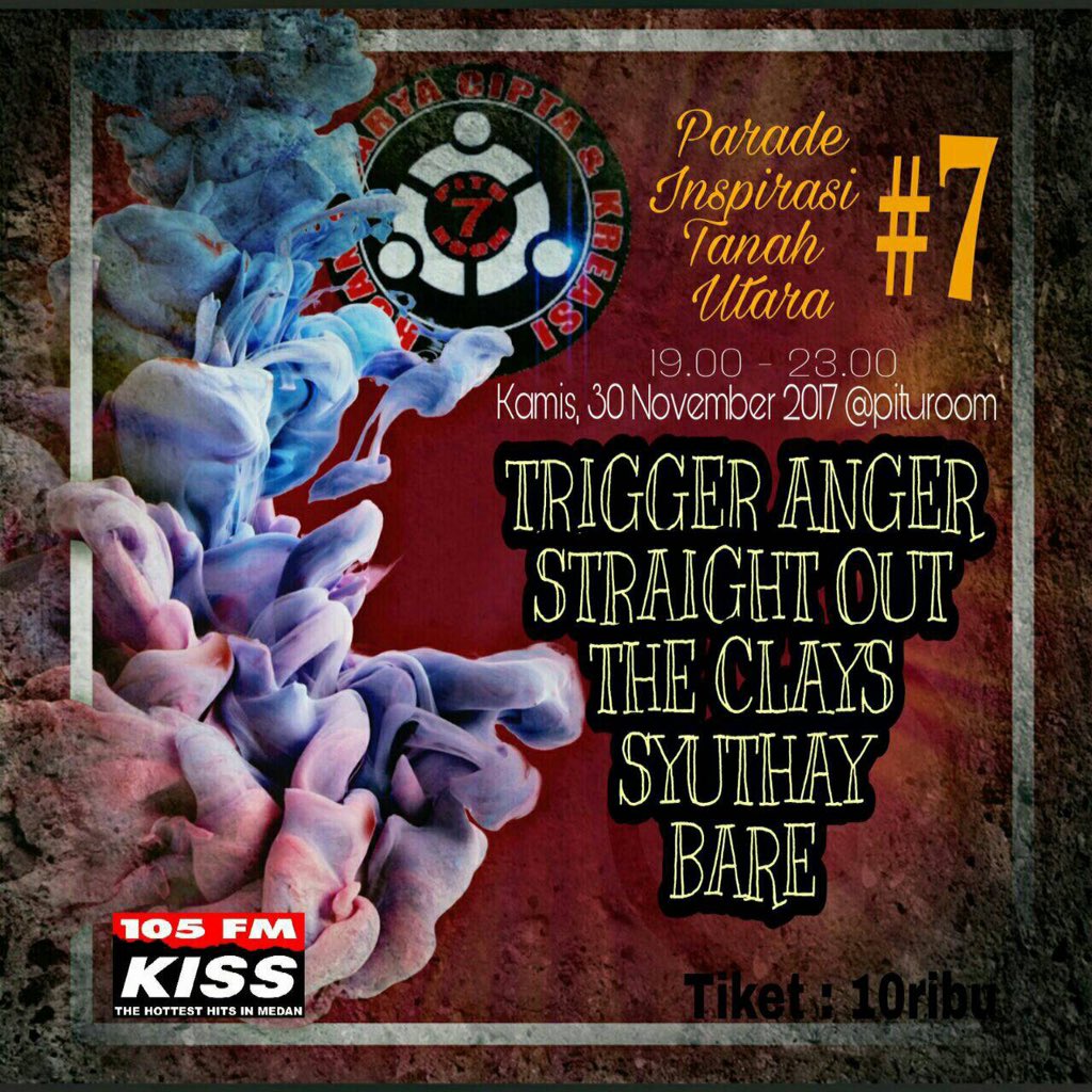 105kissfmmedan's tweet photo. #GigsUpdate Parade Inspirasi Tanah Utara 7 kamis 30 nov 2017 at @pitu_room htm 10k https://t.co/n9iZ8nvMfA