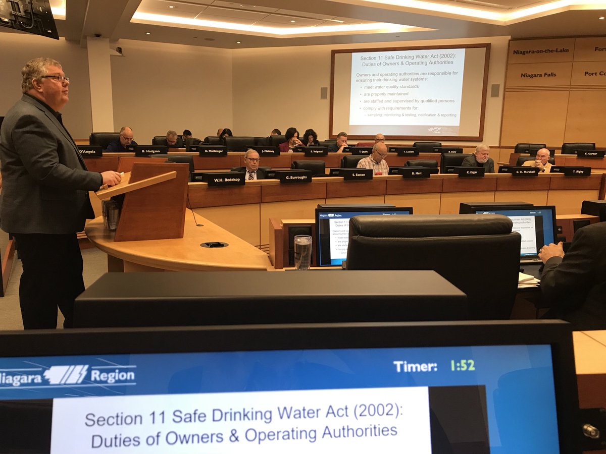 Dave_Augustyn's tweet photo. Now at #NiagaraRegion public works: safe drinking water act - standard of care; update re: Provincial changes for blue box and waste management; budget increases for Rosehill Water Treatment Plant upgrade. https://t.co/6vD7RrLoyf