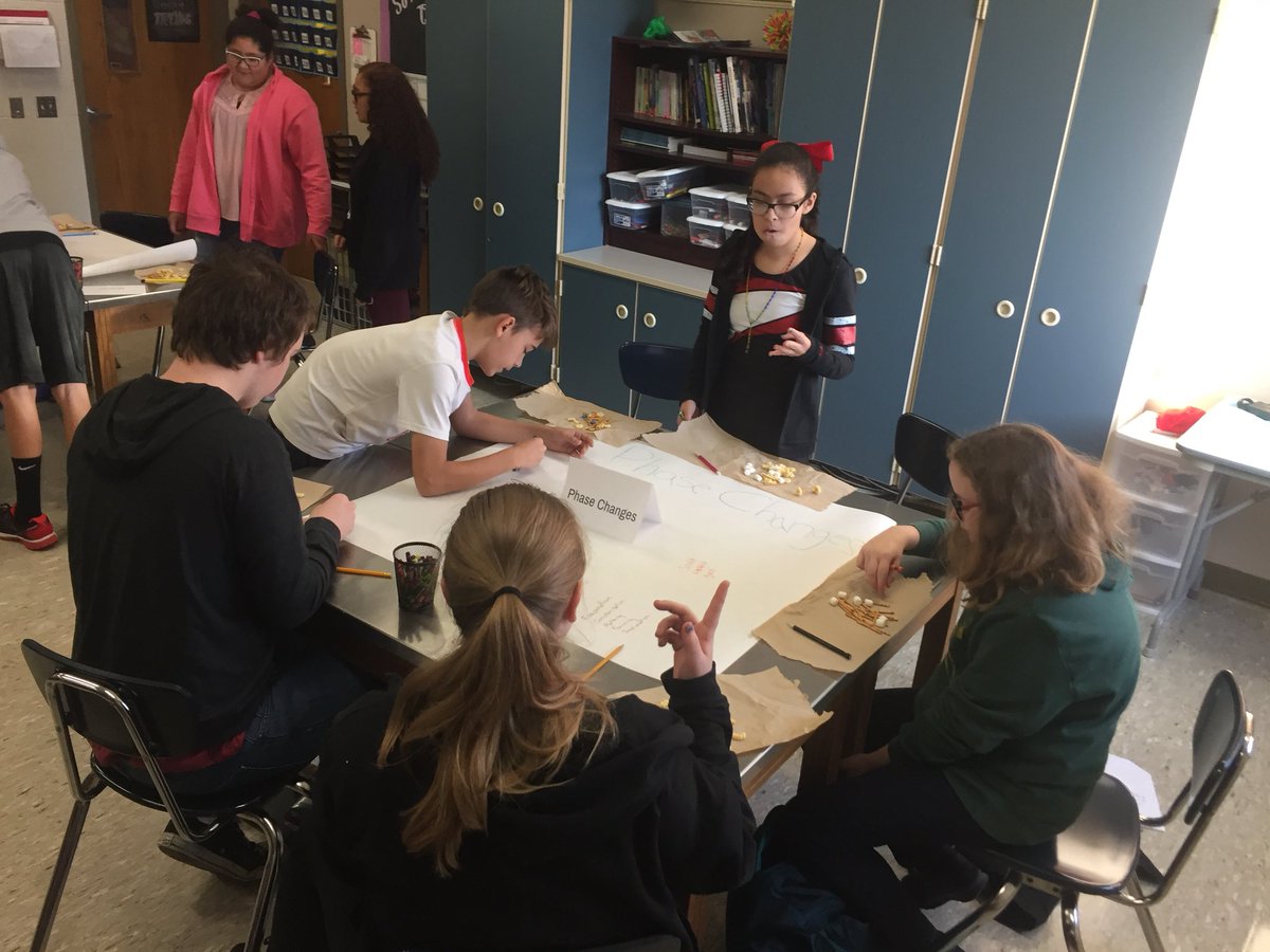 mrswhit30's tweet photo. Students participating in Cafe de Science to review for their test on Physical and Chemical Changes! https://t.co/k5ArEIoBgb