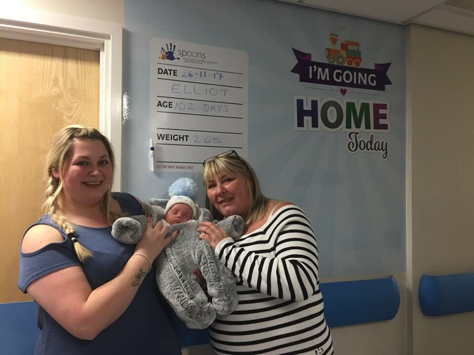 SpoonsCharity's tweet photo. Congratulations to this gorgeous boy, discharged from NICU over the weekend. Elliot was born at 24 weeks weighing a tiny 1lb 5oz, good luck Elliot 💙@NeonatalNatter @NeoMates @NWNeonatalODN @Blisscharity https://t.co/361DXRgDHc