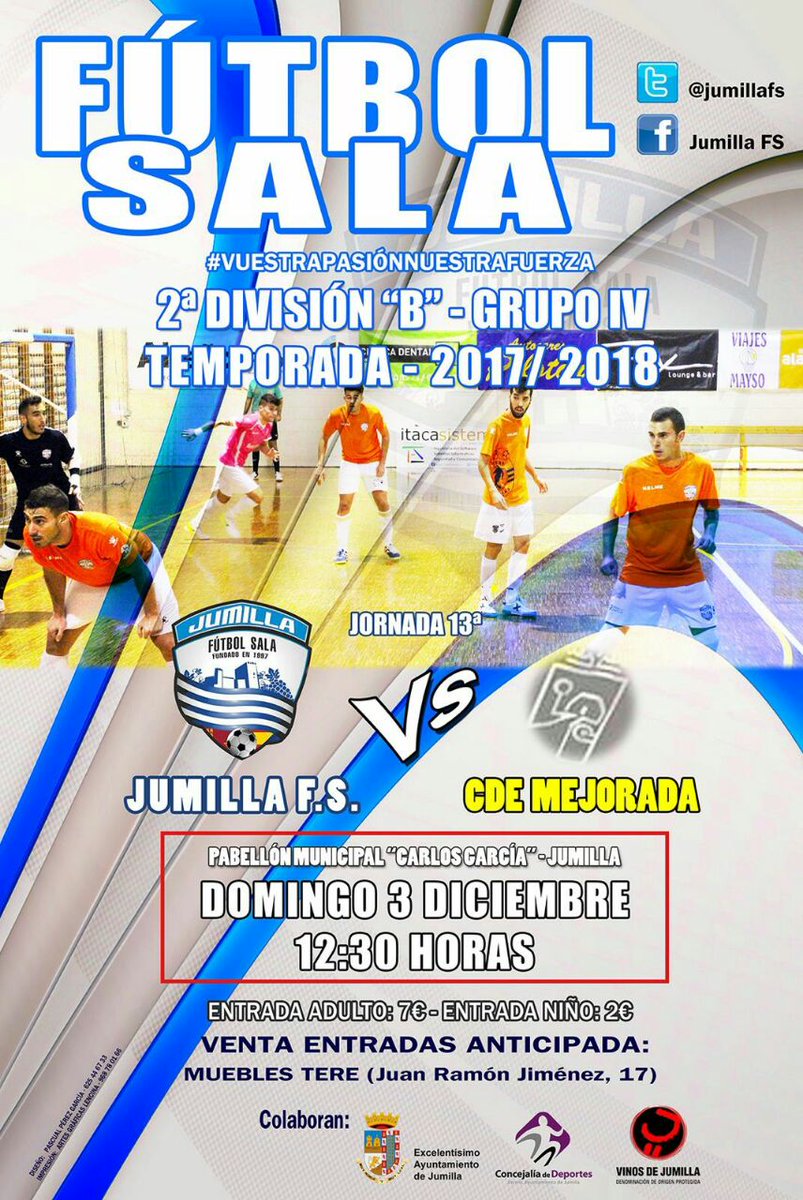 Este domingo nueva cita con <a href="/JumillaFS/">CFS Jumilla</a> en el Carlos García. Esta jornada nos visita @cdmejoradafs que seguro nos pone el partido muy difícil. Tu apoyo, fundamental para conseguir los tres puntos.