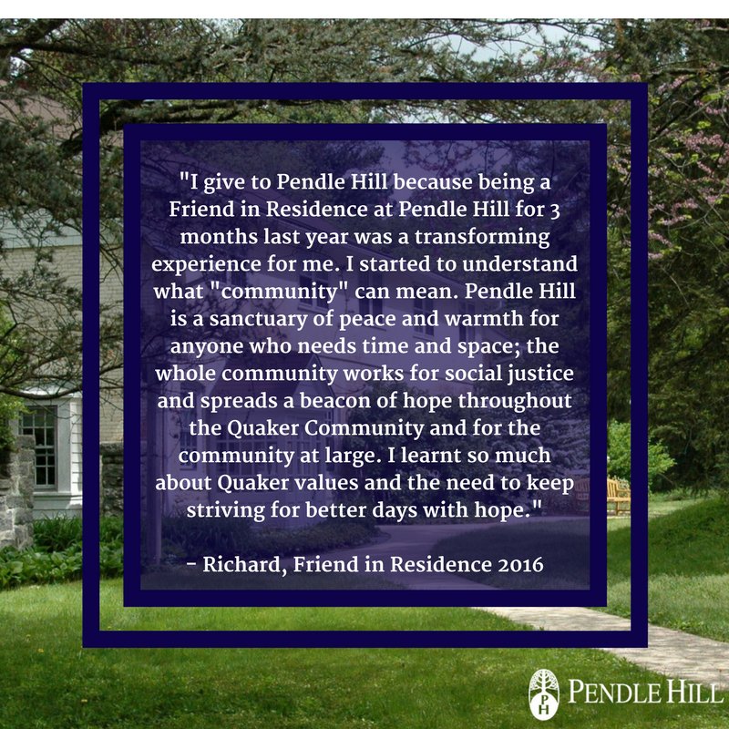 pendlehillusa's tweet photo. It's #GivingTuesday! All day we will share testimonials from visitors, Friends, guests, staff and board members about why they give to Pendle Hill. Join us! Consider a gift to Pendle Hill at https://t.co/13Cg31hQ4t https://t.co/N1OvENFNvC