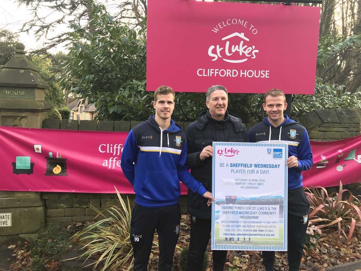 swfc's tweet photo. Jordan Rhodes and Joost van Aken paid a visit to @StLukes_Sheff’s new Clifford House building this afternoon. Thanks for having us! #swfc https://t.co/i31Pk21gI2