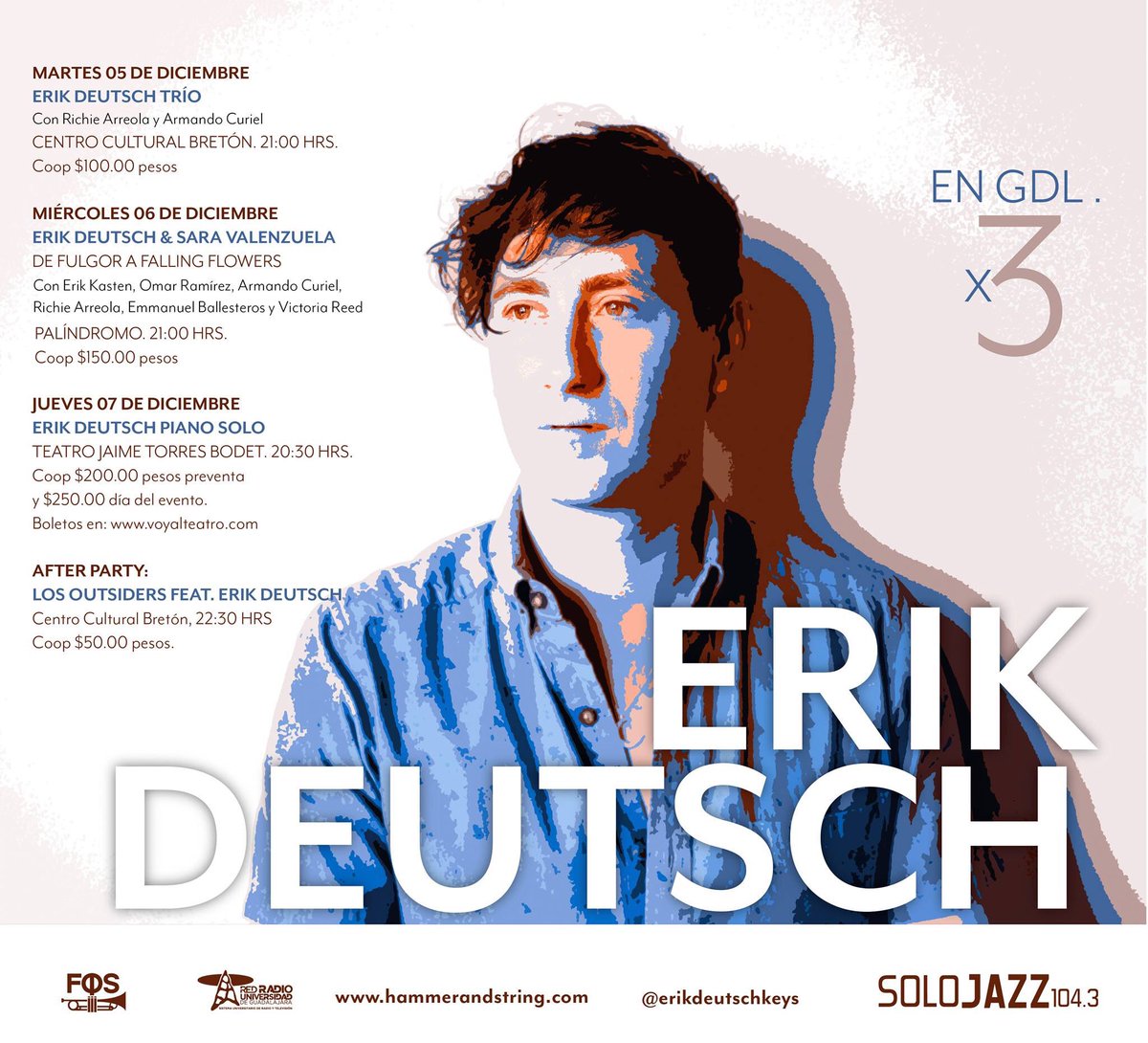 solojazzradio's tweet photo. Listos para @erikdeutschkeys al@cubo? 5, 6 y 7 en vivo en Gdl. #keyboards #jazz #funk #coolmusic #nyc #brooklyn #fallingflowers #Fulgor @RadioUdeG @GDLConcierto @tuenchapu @conciertosgdl https://t.co/wFQctl0pRy